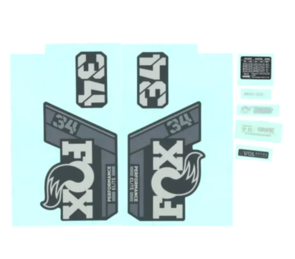 FOX DECAL KIT 2025 34 P-SE GRAY LOGO MATTE BLACK FORK