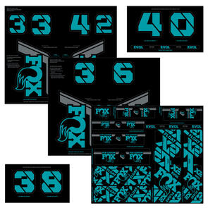 FOX DECAL 2021 AM CUSTOM FORK AND SHOCK KIT - TURQUOISE