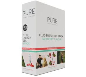 PURE - FLUID ENERGY GEL RASPBERRY + CAFFEINE (30MG) 50G (BOX 8)