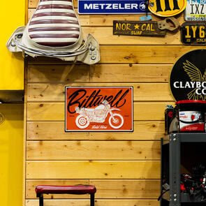 BILTWELL SIGN [SOLD HERE ORANGE/WHITE/BLACK] 45X30CM