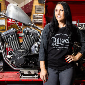 BILTWELL BASEBALL T-SHIRT WOMENS [QUALITY GOODS BLACK CAMO]