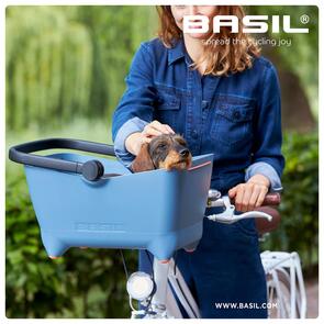 BASIL BUDDY, FRONT BICYCLE BASKET FOR DOGS WITH KF HANDLEBAR HOLDER, 32L,