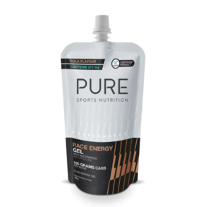 PURE SPORTS NUTRITION PERFORMANCE + RACE ENERGY GEL 100G CARB POUCH COLA + CAFFEINE (185G POUCH) (BOX 10)