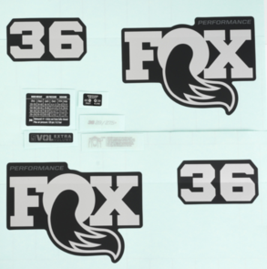 FOX DECAL KIT 2026 36 P-S GREY LOGO MATTE BLACK FORK