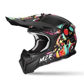 M2R X2.1 YOUTH GRAFFITI PC-1 BLACK YOUTH MX/OFF-ROAD HELMET