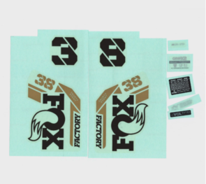 FOX DECAL KIT 2025 38 F-S BLK LOGO PODIUM GOLD FORK