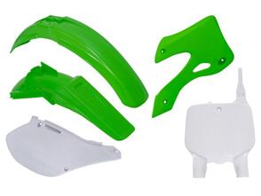 RTECH PLASTIC KIT RTECH FRONT & REAR FENDERS SIDEPANELS & RADIATOR SHROUDS& FRONT NUMBERPLATE KX125 KX250