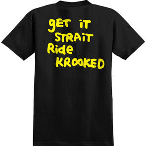 KROOKED STRAIT EYES S/S POCKET T-SHIRT BLACK W/ YELLOW, BLACK & WHITE PRINTS