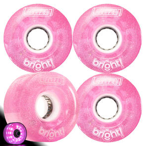 CRAZY SKATES 62MM BRIGHTS PINK LED LIGHT UP ROLLER SKATE WHEELS (SET OF 4)
