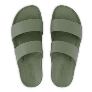LIGHTFEET WOMENS ARCH SUPPORT DOUBLE STRAP SLIDE KHAKI