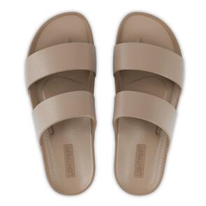 LIGHTFEET WOMENS ARCH SUPPORT DOUBLE STRAP SLIDE LATTE
