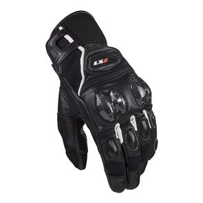 LS2 SPARK 2 LEATHER MENS GLOVES BLACK WHITE