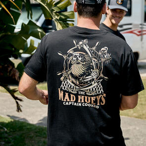 MAD HUEYS CAPTAIN SHIP FACED SS TEE BLACK