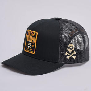 MAD HUEYS CAUGHT FK SKULL TWILL TRUCKER BLACK