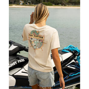 MAD HUEYS CROC CAPTAIN WOMENS SS TEE STONE