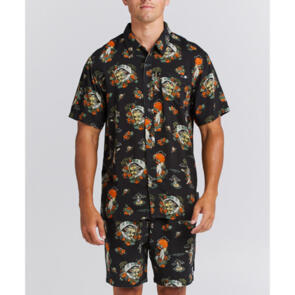 MAD HUEYS LOOSE IN PARADISE WOVEN SHIRT VINTAGE BLACK