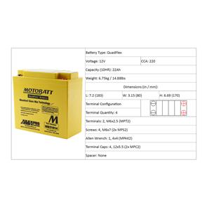 MOTOBATT MB51814 MOTOBATT QUADFLEX BATTERY (51913)