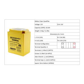 MOTOBATT MBTX14AU MOTOBATT QUADFLEX BATTERY 