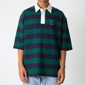 PLAYBOY TRACK CLUB SLOUCH FIT S/S POLO NAVY/EMERALD