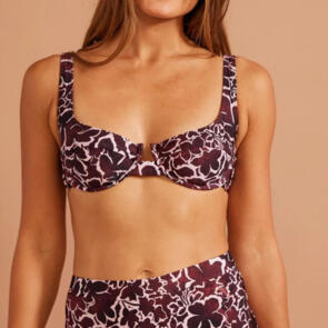 MINKPINK COSTERA BRA TOP BROWN ABSTRACT