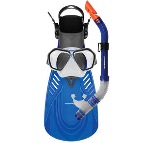 MIRAGE FSET18 FIJI SILICONE MASK, SNORKEL AND FIN SET BLUE