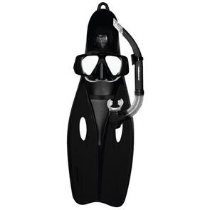 MIRAGE FSET31 CHALLENGER ADULT MASK, SNORKEL & FIN SET - BLACK - XL