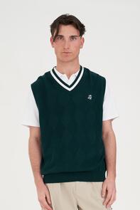 HUFFER DIAMOND KNIT VEST GOLF GREEN