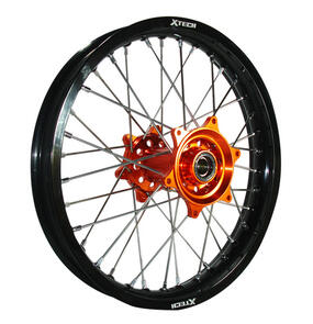 X TECH XTMWKTM125 KTM/HUSQ/GAS GAS 21-23 1.85X16 REAR BLK RIM/ORG HUB/SLV SPK