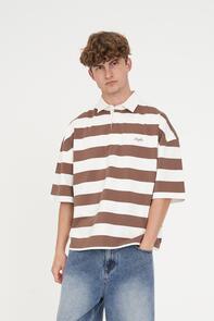HUFFER STRIPE BOX SS RUGBY WALNUT/CHALK