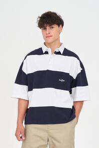 HUFFER STRIPE BOX SS RUGBY NAVY/WHITE