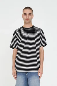 HUFFER MENS STRIPE SUP TEE BLACK/WHITE