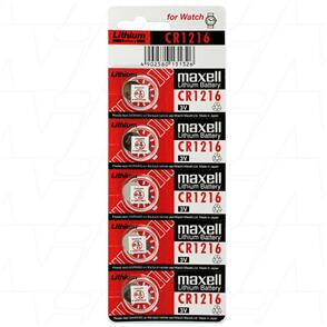 MAXELL LITHIUM BATTERY CR1216 3V COIN CELL 5 PACK