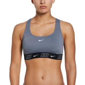 NIKE SWIM WOMENS FUSION LOGO TAPE RACERBACK BIKINI TOP COOL GREY