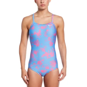 NIKE SWIM WOMENS HYDRASTRONG MULTI PRINT RACERBACK ONE PIECE UNIVERSITY BLUE -