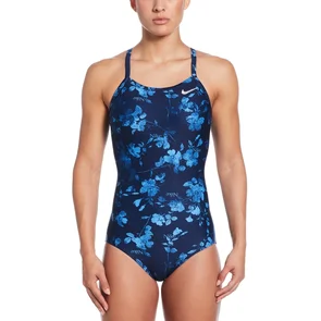 NIKE SWIM WOMENS HYDRASTRONG MULTI PRINT RACERBACK ONE PIECE MIDNIGHT NAVY