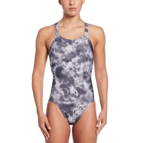 NIKE SWIM WOMENS HYDRASTRONG MULTI PRINT FASTBACK ONE PIECE WOLF GREY