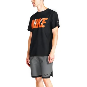 NIKE SWIM BRAND BLAST SHORT SLEEVE HYDROGUARD TOP BLACK