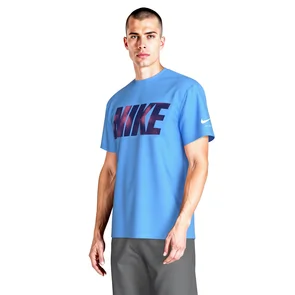 NIKE SWIM BRAND BLAST SHORT SLEEVE HYDROGUARD TOP UNIVERSITY BLUE