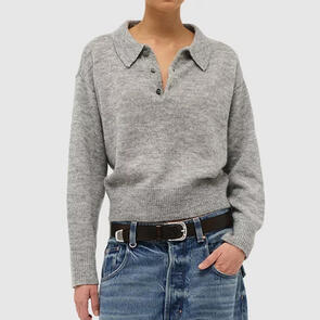 NEUW FINE MOHAIR WOOL POLO GREY MARLE