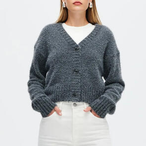 NEUW KATE KNIT CARDIGAN GREY MARLE