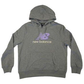 NEW BALANCE GIRLS STACKED HOODIE ATHLETIC GREY PURPLE