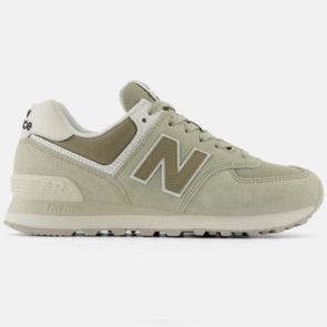 NEW BALANCE WOMENS 574 OLIVINE WITH DARK STONEWARE AND TURTLEDOVE