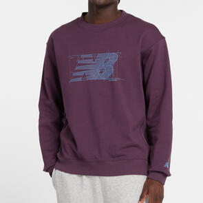 NEW BALANCE ATHLETICS FRENCH TERRY RELAXED CREW PLUM BROWN