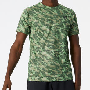 NEW BALANCE TENACITY PRINTED TEE OLIVE LEAF