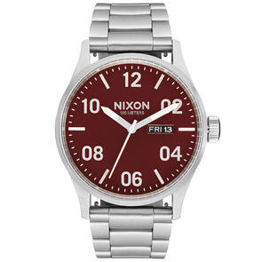 NIXON SENTRY STAINLESS STEEL SILVER / CRANBERRY