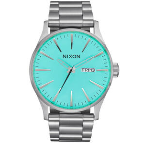 NIXON SENTRY STAINLESS STEEL SILVER / TURQUOISE