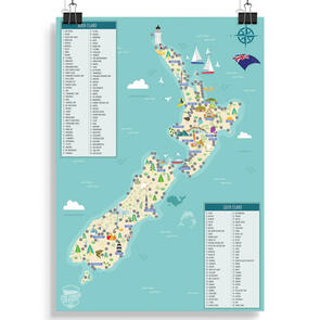 NZ SCRATCH MAPS THE ORIGINAL NZ SCRATCH MAP A2