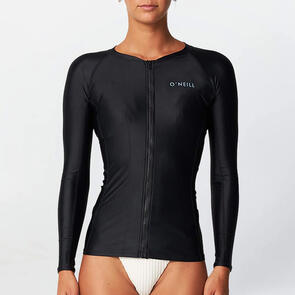 ONEILL 2025 BAHIA FRONT ZIP LONG SLEEVE RASH VEST BLACK