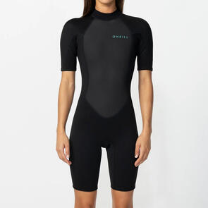 ONEILL 2025 WOMENS FACTOR BACK ZIP SHORT SLEEVE SPRING 2MM BLACK