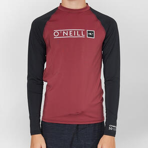 ONEILL 2025 BOYS REACTOR BLOCK UV LS RASH VEST MAROON